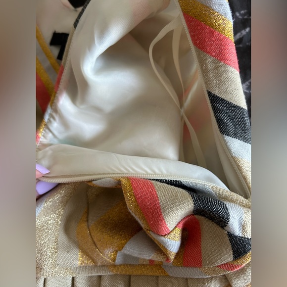 J.Crew Gold Orange Denim Metallic Stripe Dress - Picture 4 of 9